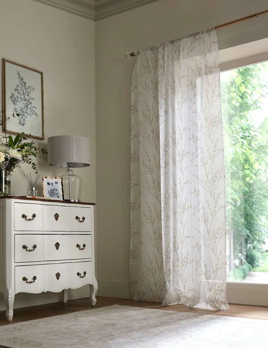 Sheer Voile Panel Slot Top Curtain - Light Grey product