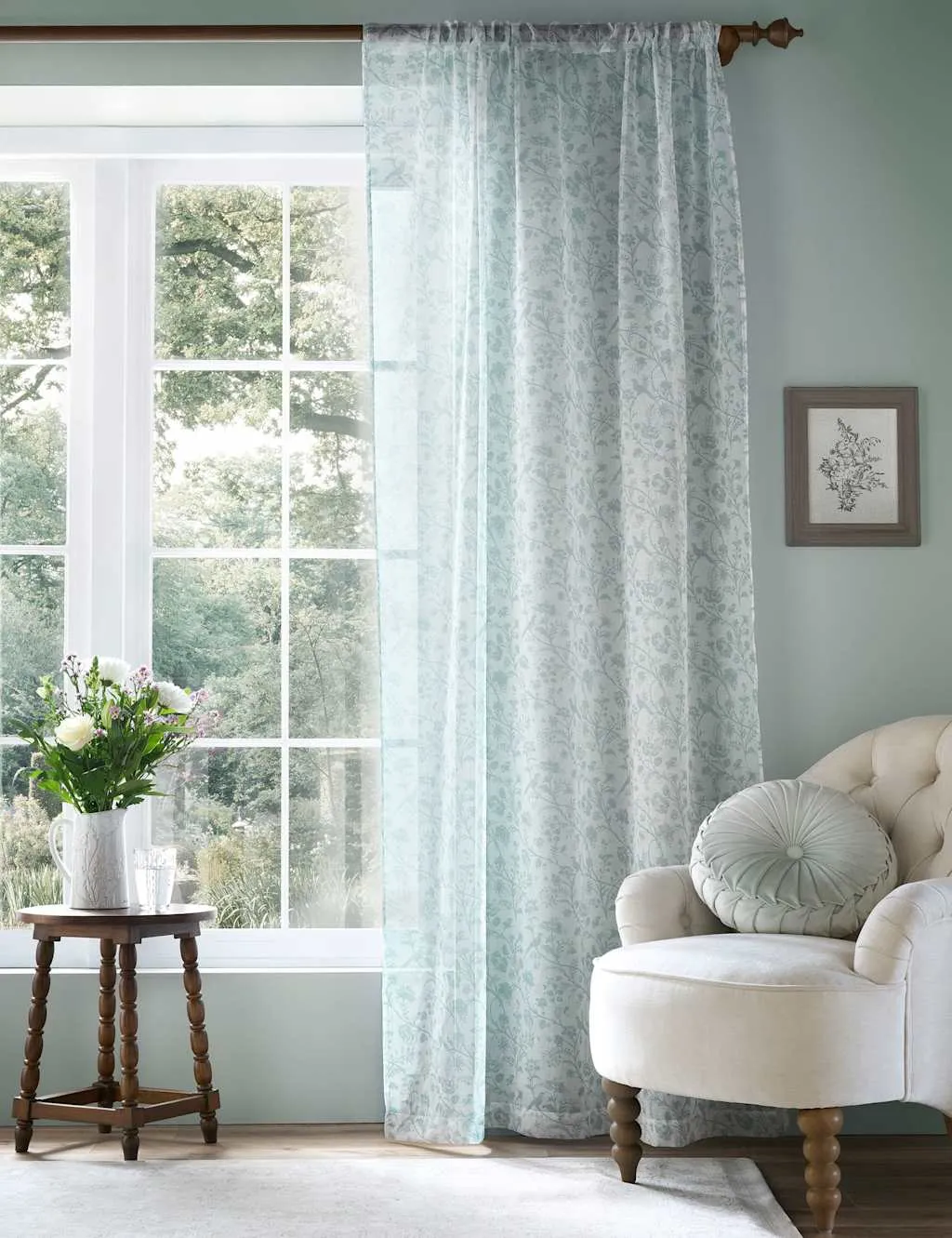 Shepherds Purse Sheer Voile Curtains - Light Blue Mix product