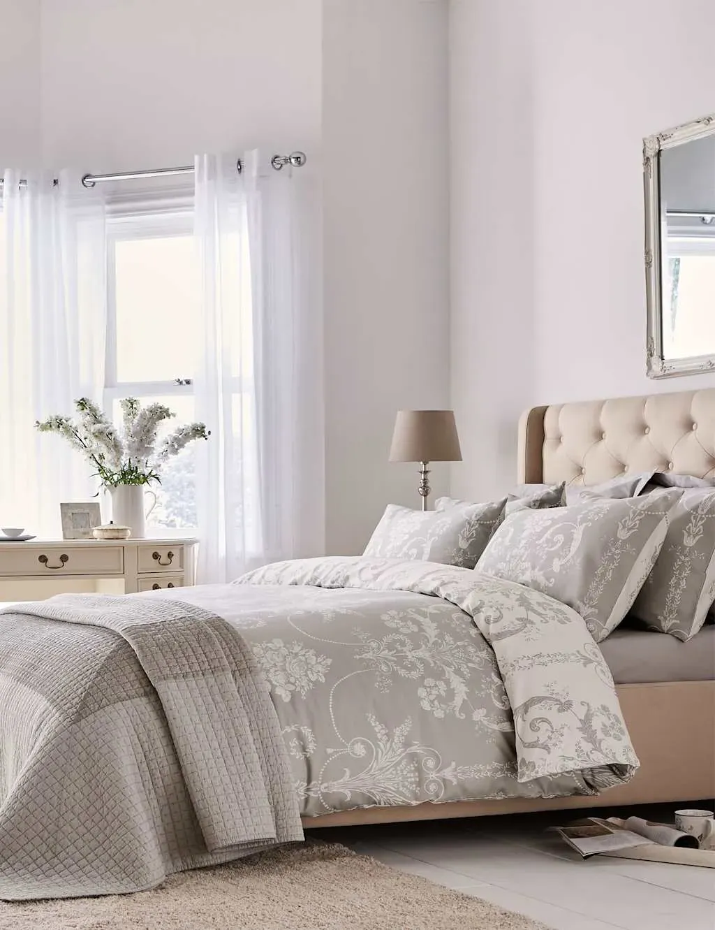 Josette Bedding Set - Light Grey, Cotton Sateen product