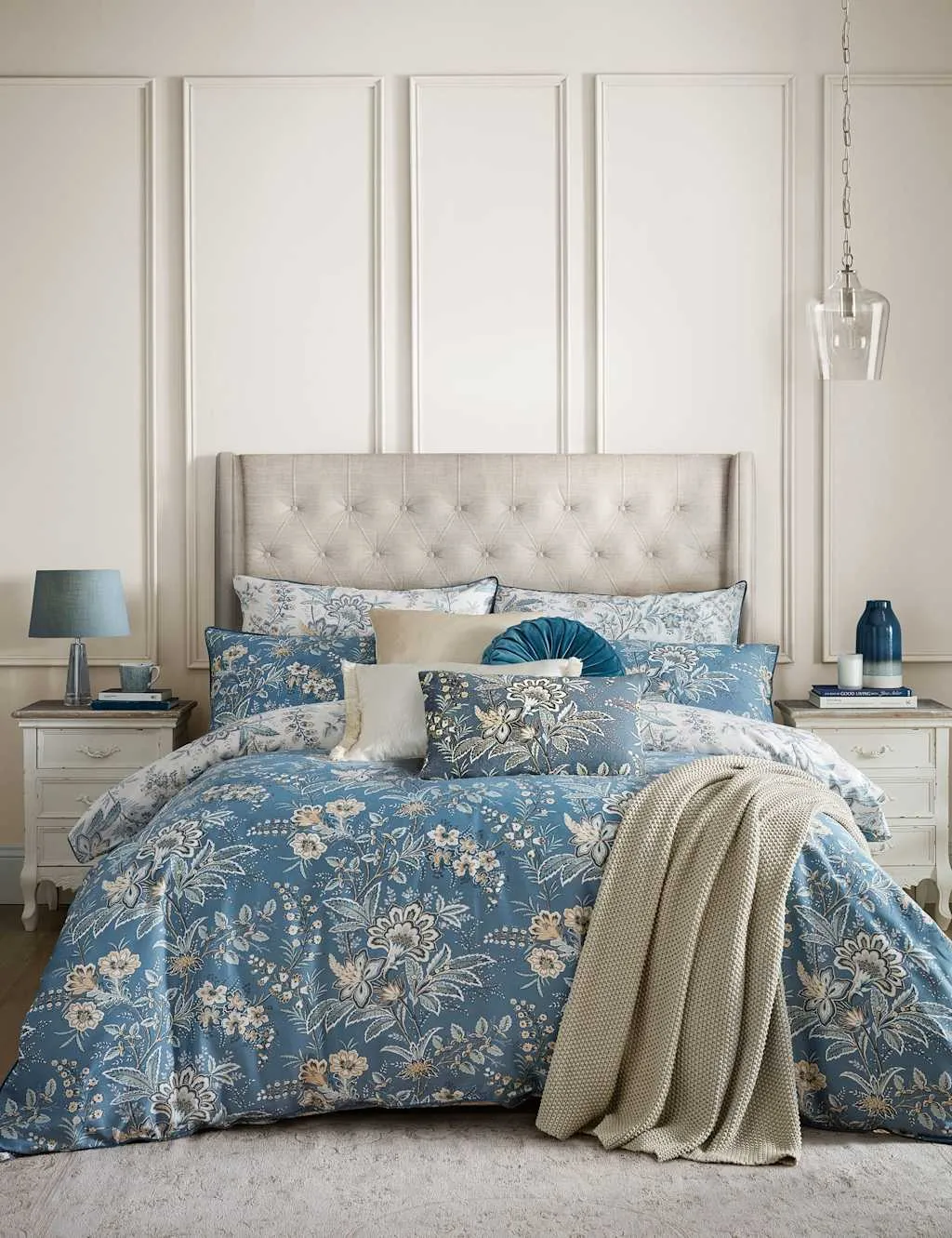 Marlbrook Floral Reversible Bedding Set - Blue Mix, Cotton product