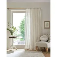 Stripe Sheer Voile Slot Top Panel Curtain - Natural alternate view