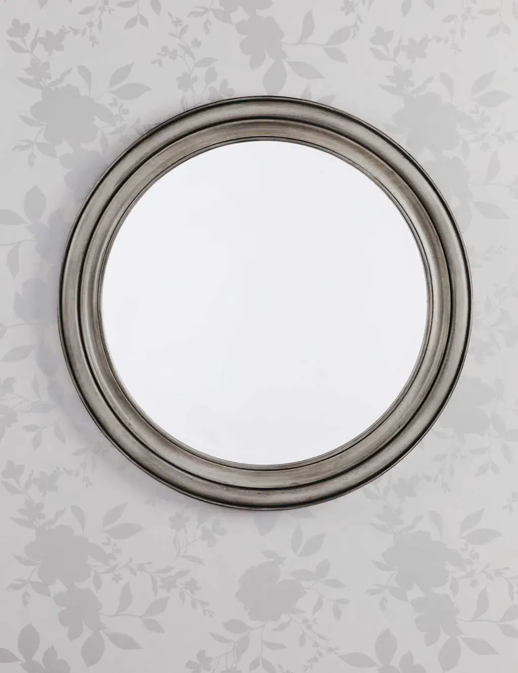 Tate Round Wall Mirror - Grey, Wood product