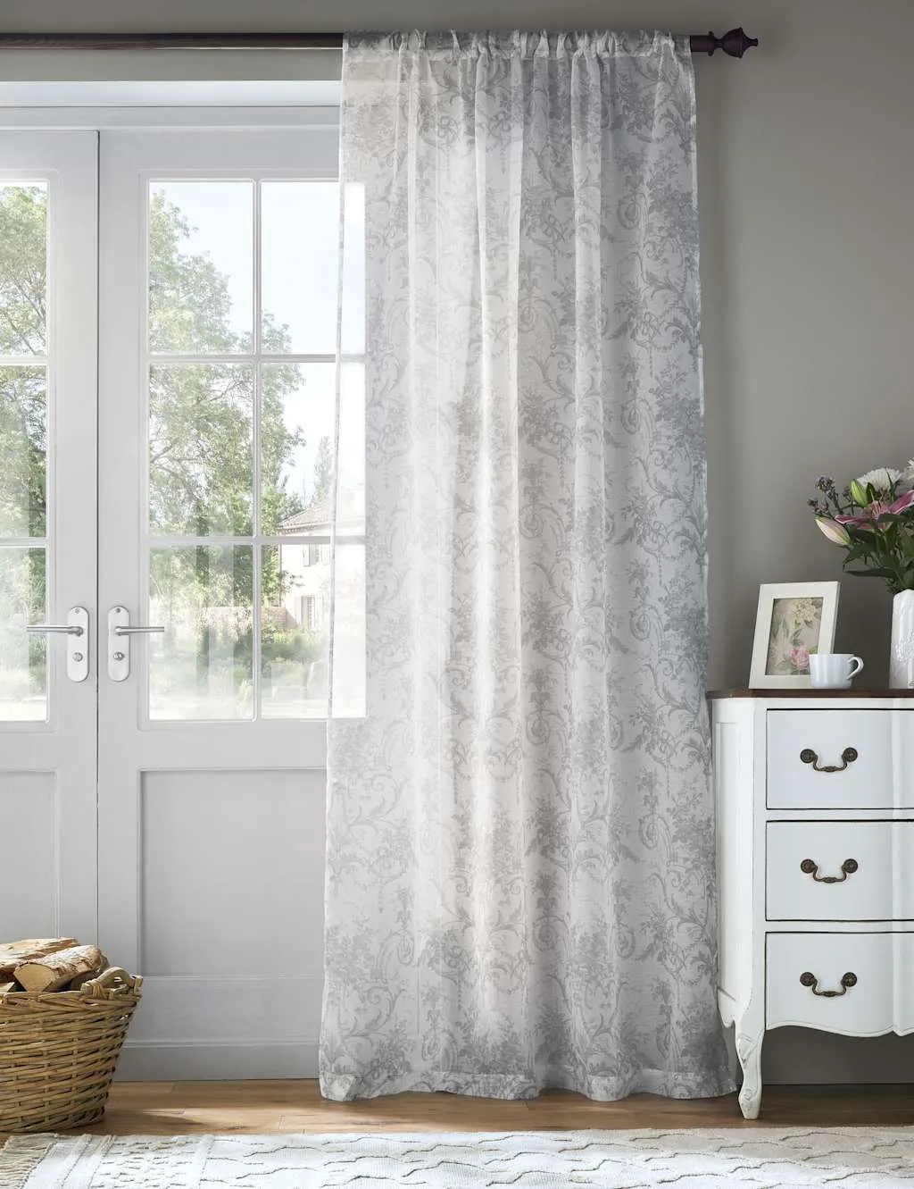 Tuileries Sheer Voile Slot Top Curtains - Light Grey Mix product