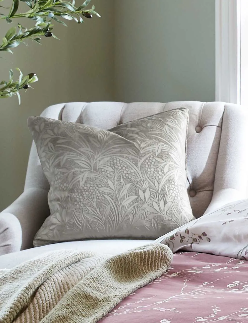Velvet Barley Embossed Scatter Cushion - Grey product