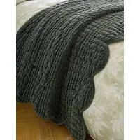 Velvet Scalloped Bedspread - Green alternate view