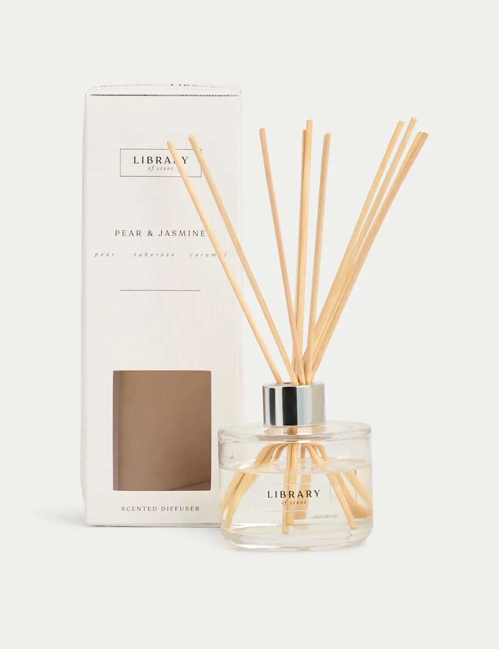 Pear & Jasmine 100ml Reed Diffuser - White Mix, Glass product