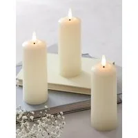 TruGlow Set of 3 Skinny Pillar LED Candles - Ivory, Wax alternate view