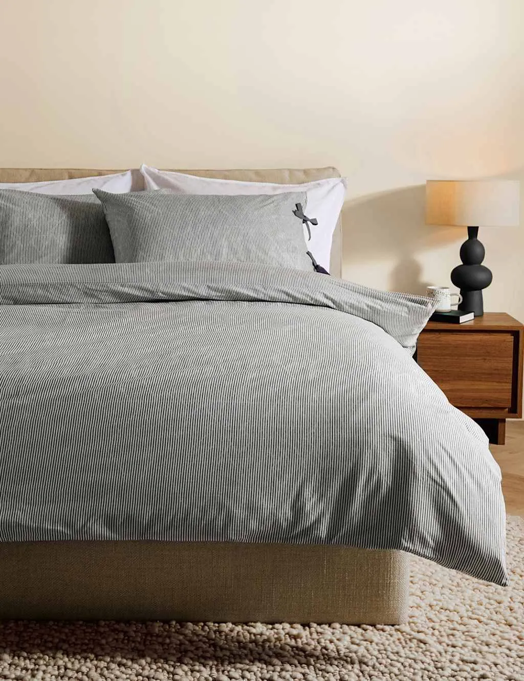 Ansel Stripe Bedding Set - Grey, Pure Cotton product