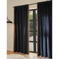 Audley Eyelet Curtains - Dark Blue, Velour alternate view