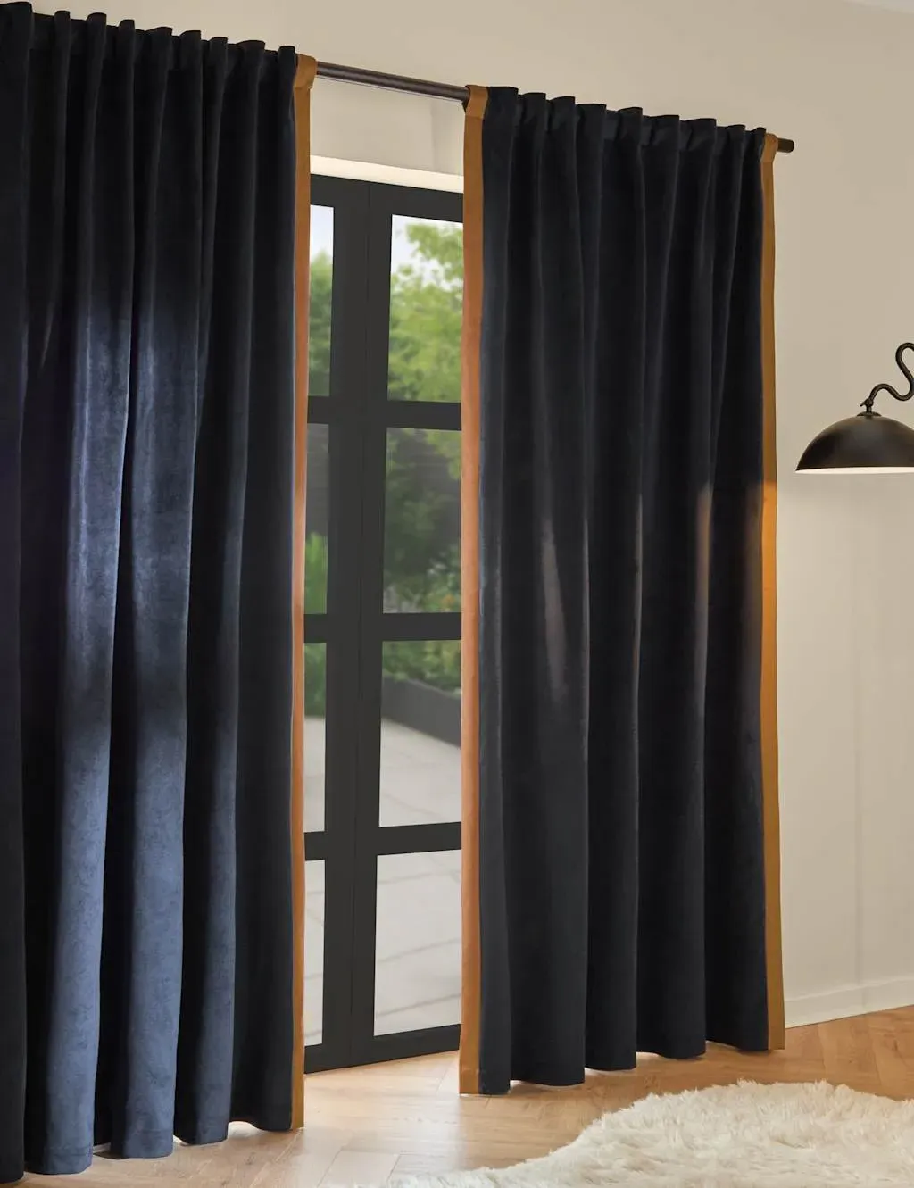 Audley Eyelet Curtains - Dark Blue, Velour product