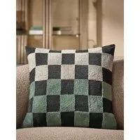 Bouclé Checkerboard Cushion - Black Mix alternate view