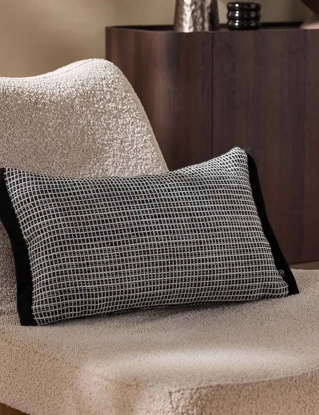 Cady Cushion with Woven Pattern - Black Mix, Cotton product
