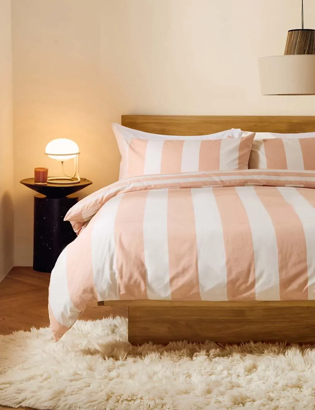 Donni Wide Stripe Bedding Set - Pink, Pure Cotton product