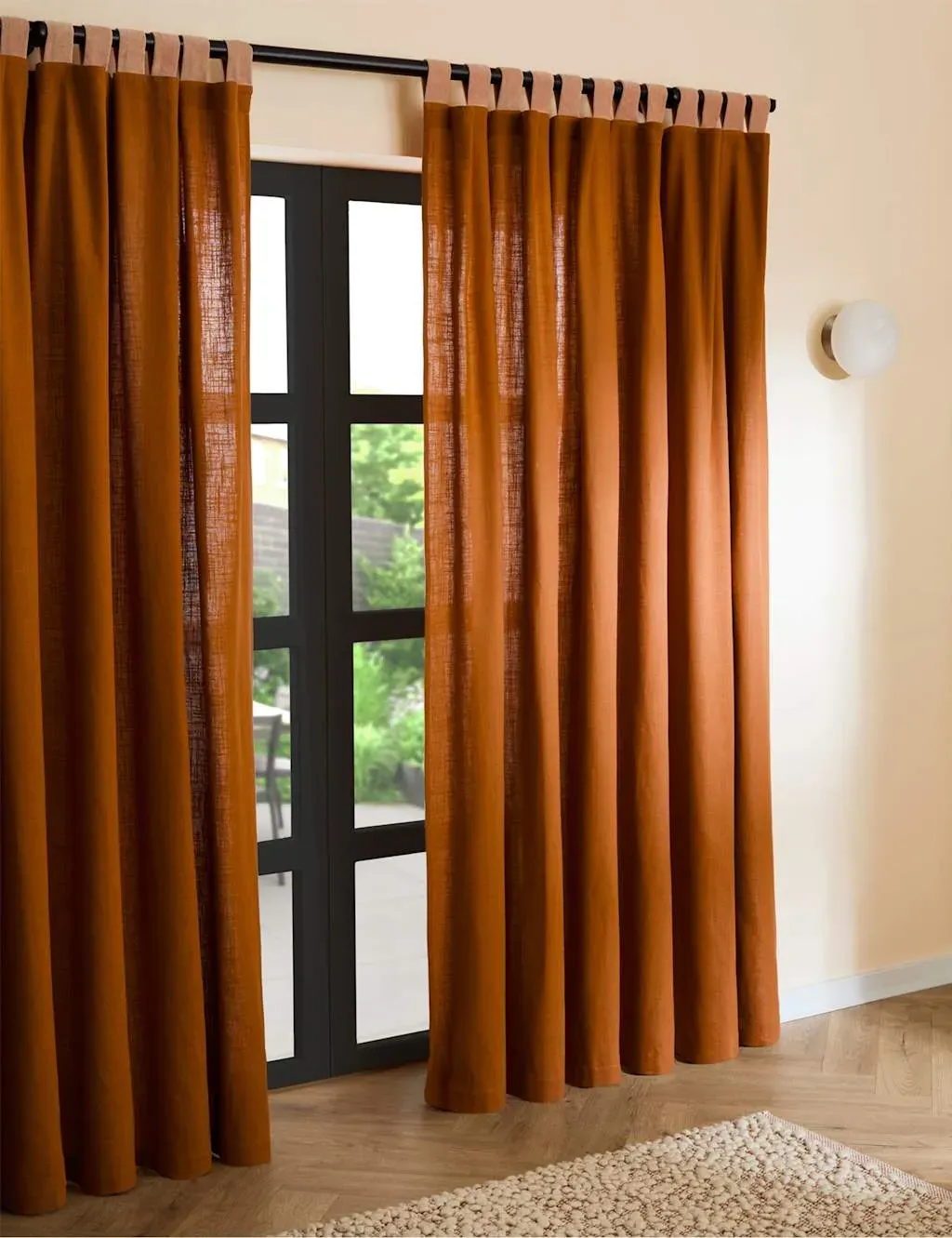 Hadlo Curtains with Velvet Loops - Brown, Cotton product