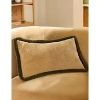 Huxley Bolster Cushion with Piped Trim - Cream, Velvet alternate view