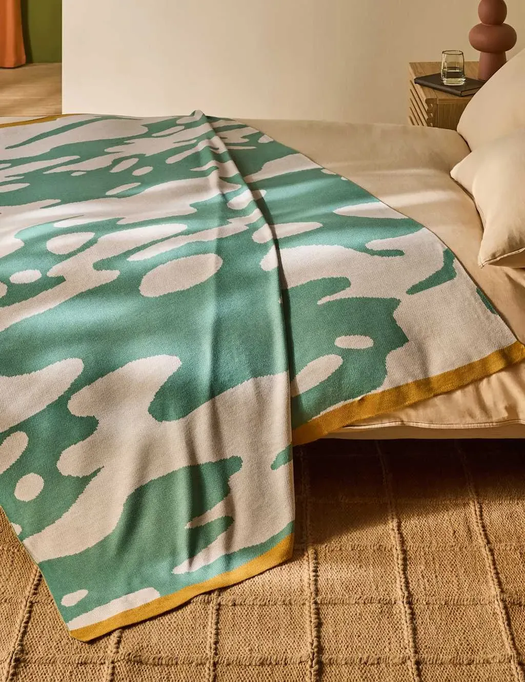 Ripple Knitted Throw - Teal product