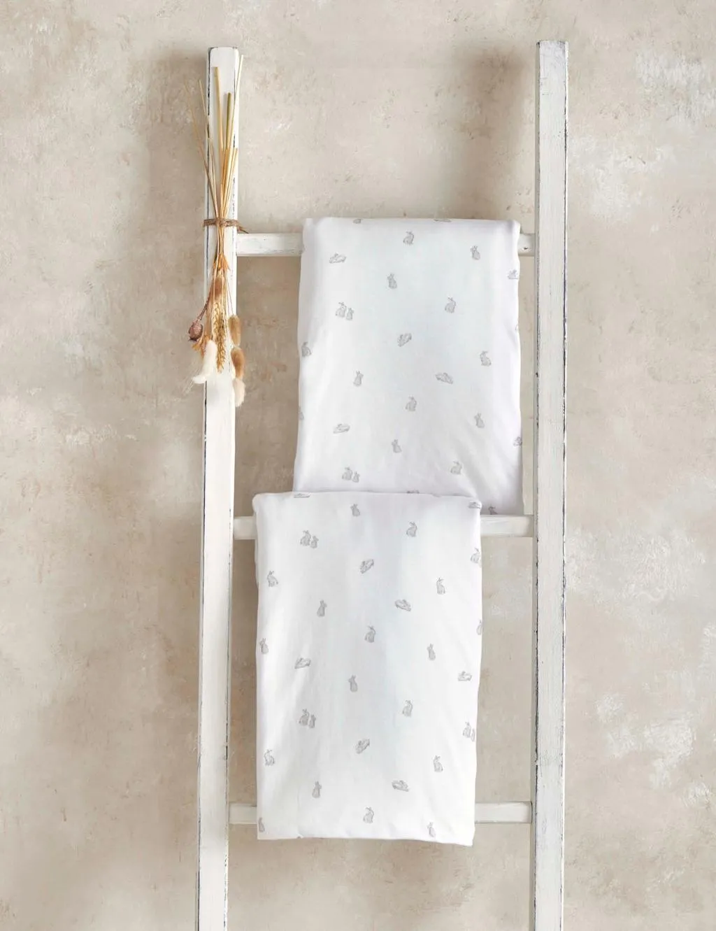 2 Pack Bunny Cot Bed Fitted Sheets - Grey, Cotton product