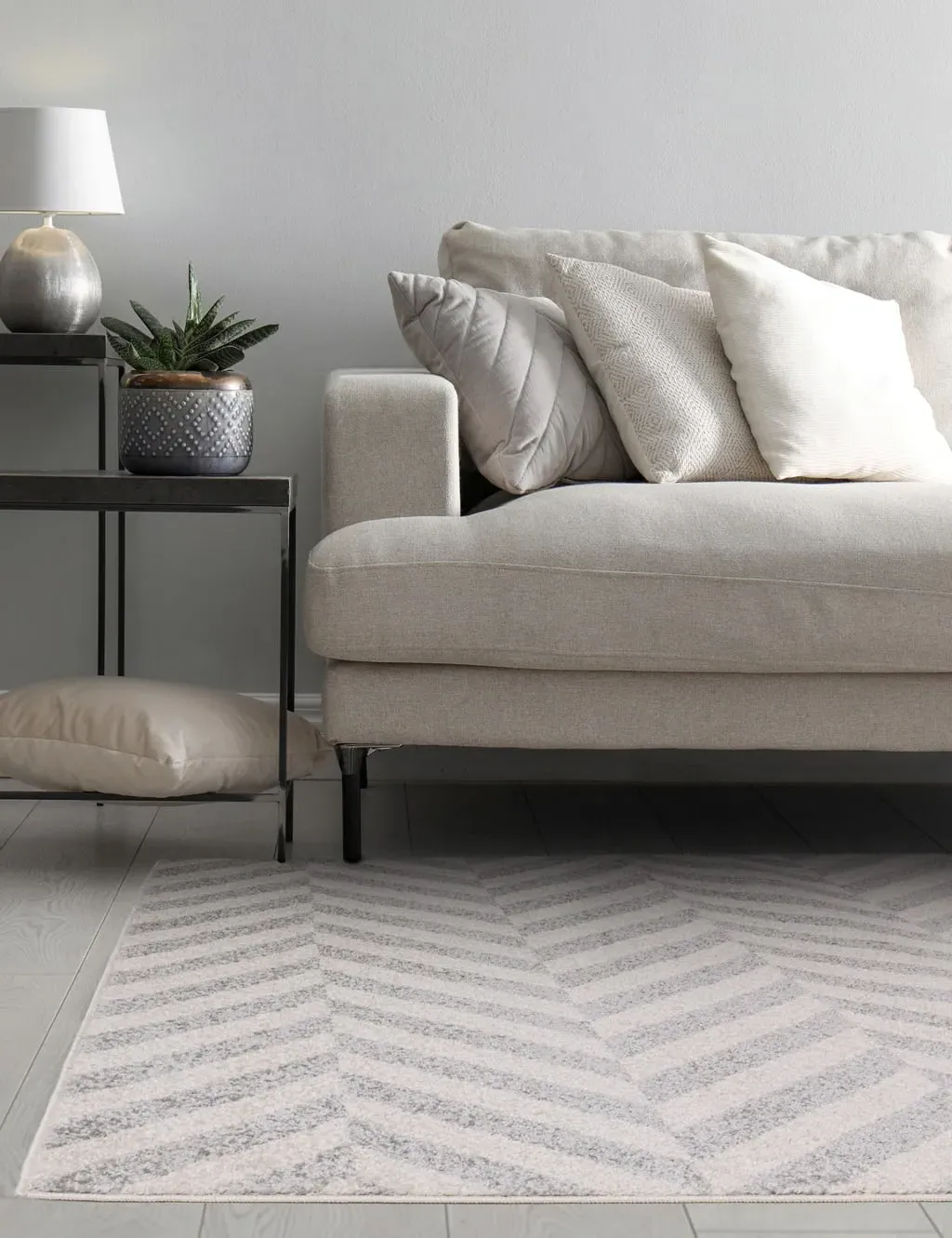 Muse Chevron Rug - Grey, Synthetic product