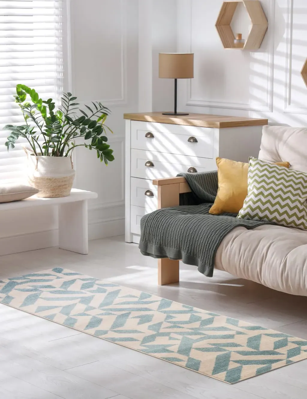 Muse Shapes Runner Rug - Blue, Synthetic product