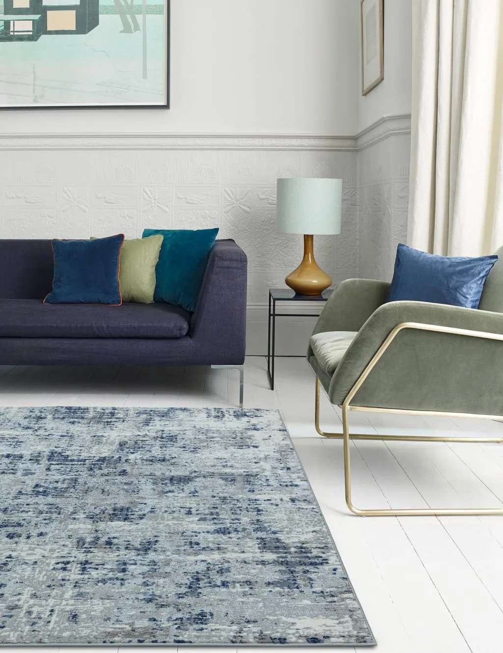 Orion Abstract Metallic Rug - Blue product