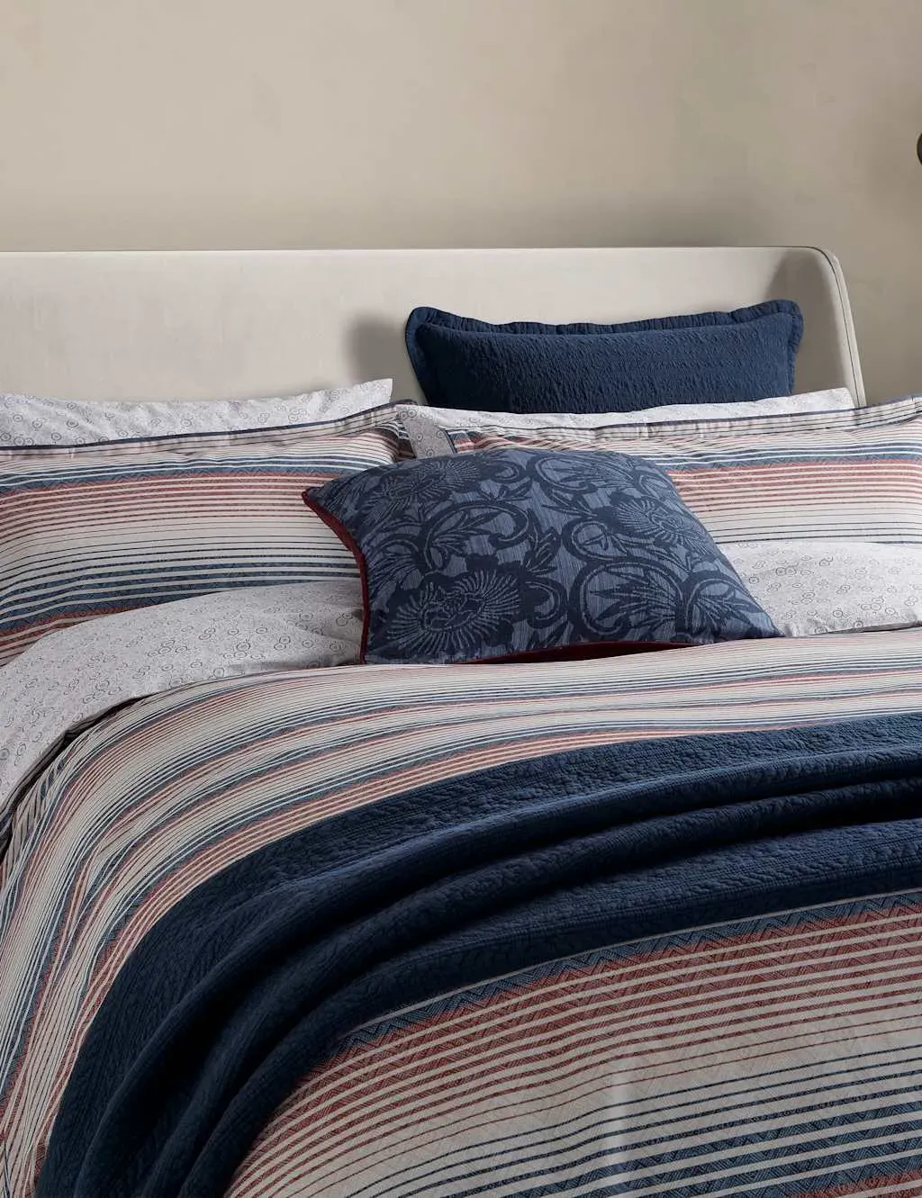 Stafford 2 Pack Pillowcases - Navy Mix, Cotton Modal product