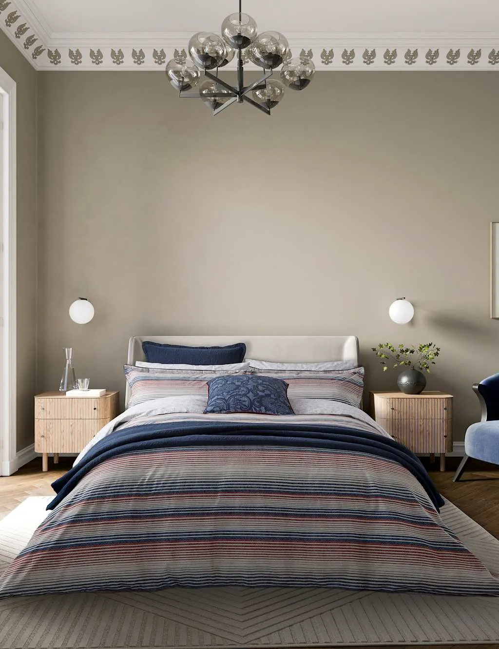 Stafford Bedding Set - Navy Mix, Cotton Modal product