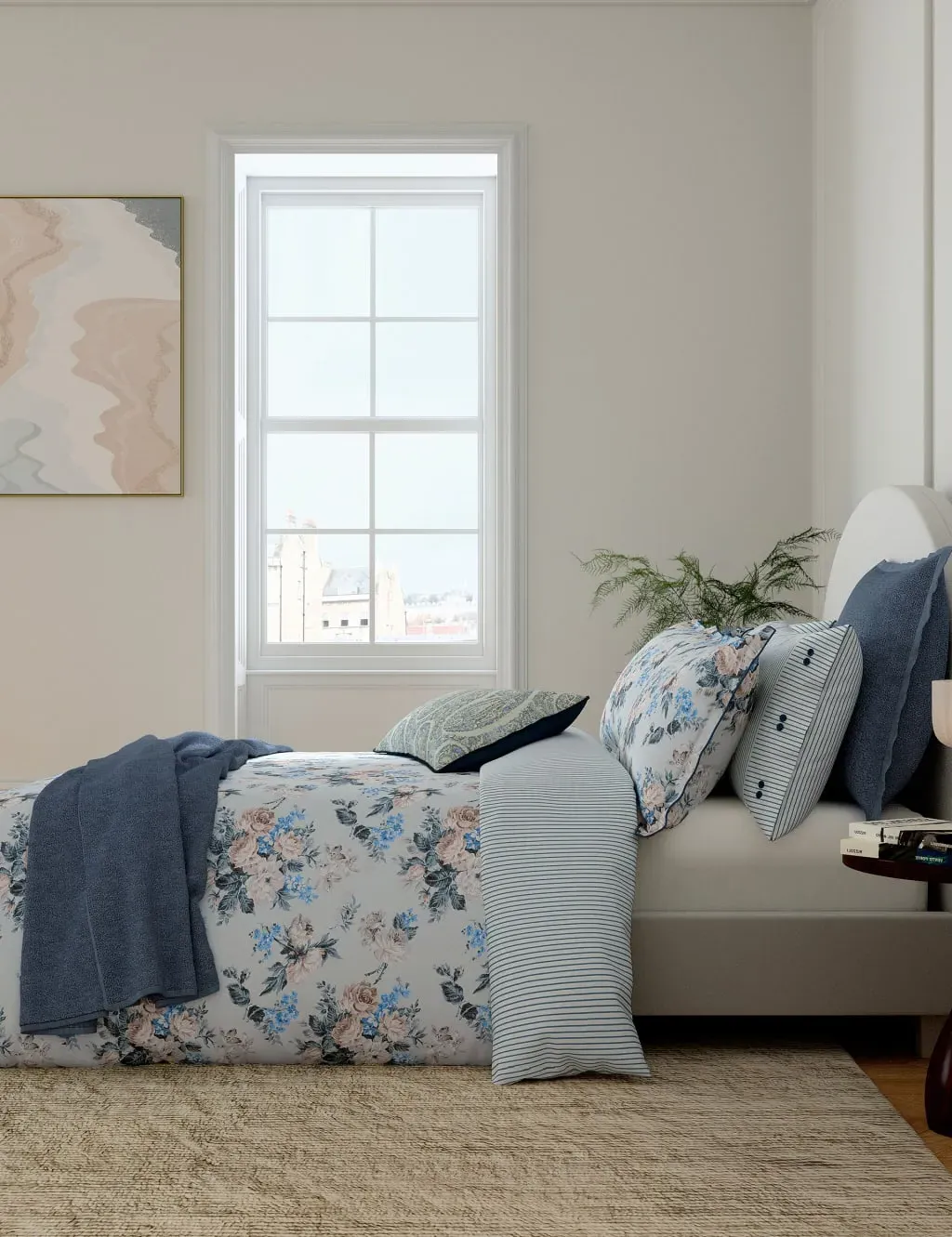 Pure Cotton Floral Bedding Set - Blue Mix product