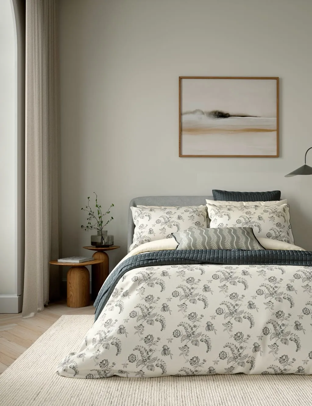 Pure Cotton Floral Bedding Set - Cream Mix product