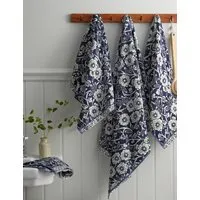 Calico Floral Towel - Blue, Pure Cotton alternate view