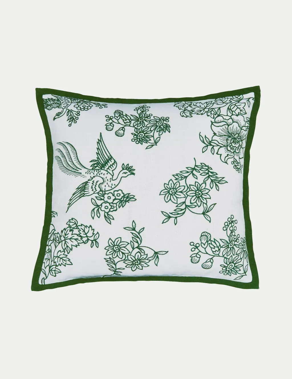 Hibiscus Embroidered Square Cushion - Green Mix, Cotton product