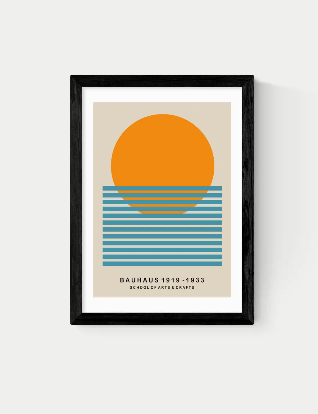 Mid Century Sun Bauhaus Framed Art Print - Black product