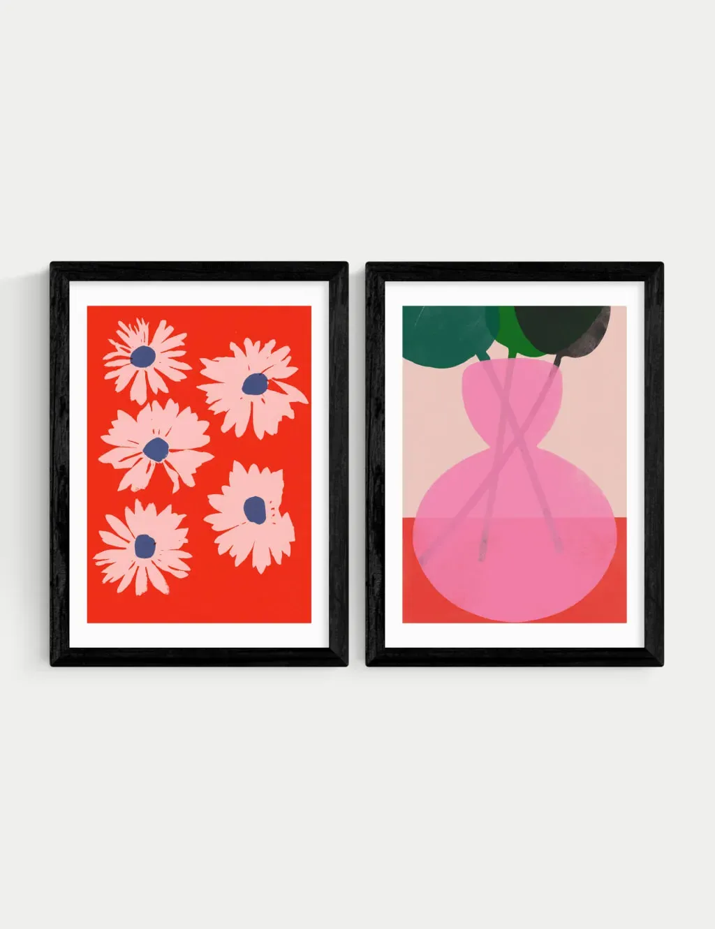 Garima Dhawan Red & Pink Floral Twin Set Framed Art - Black product