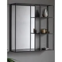 Bassan Rectangular Hanging Mirror with Shelf - Black alternate view