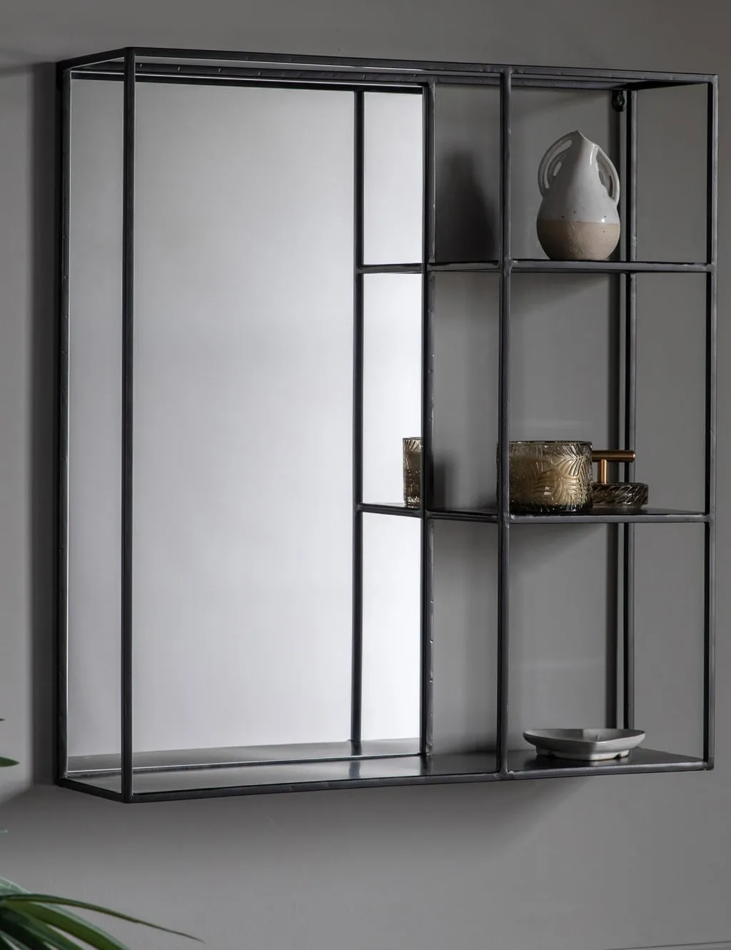 Bassan Rectangular Hanging Mirror with Shelf - Black product