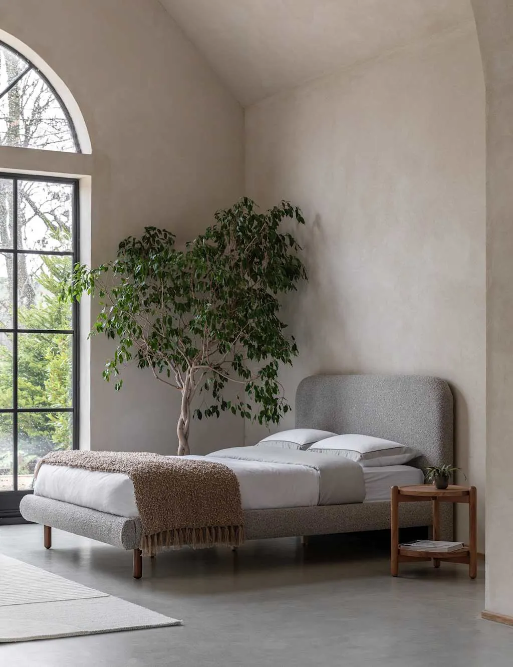 Rabley Stone Double Bed Frame - Grey, Boucle product