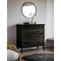 Wycombe 5 Drawer Chest - Black, Solid Oak alternate view