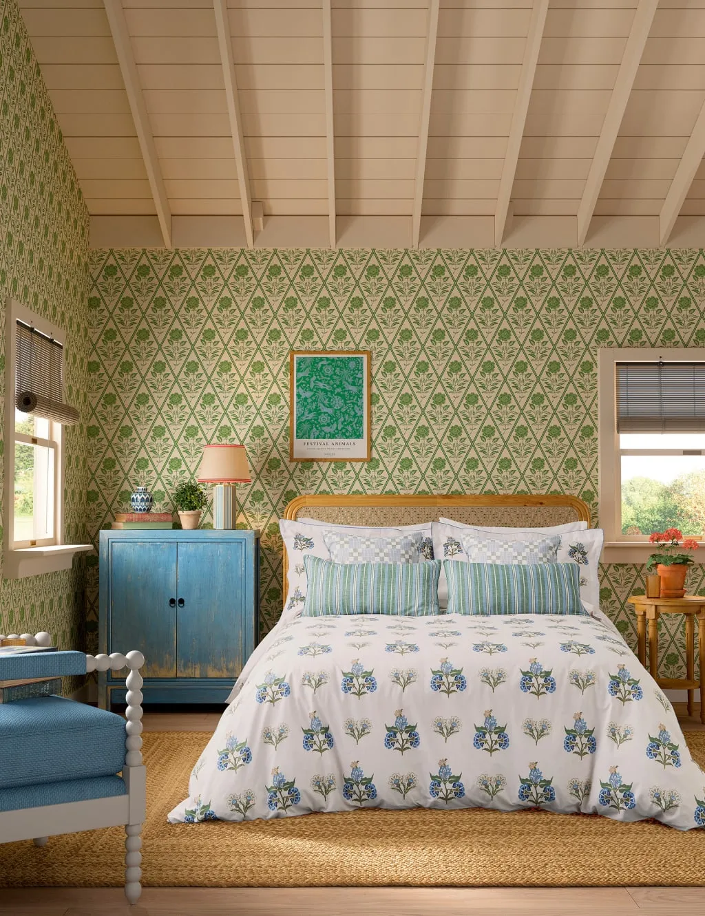 Chintz Floral Bedding Set - Blue Mix, Pure Cotton product