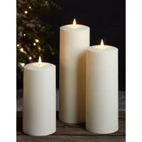 3-Piece TruGlow® Waterproof Outdoor Pillar Candles - Ivory alternate view