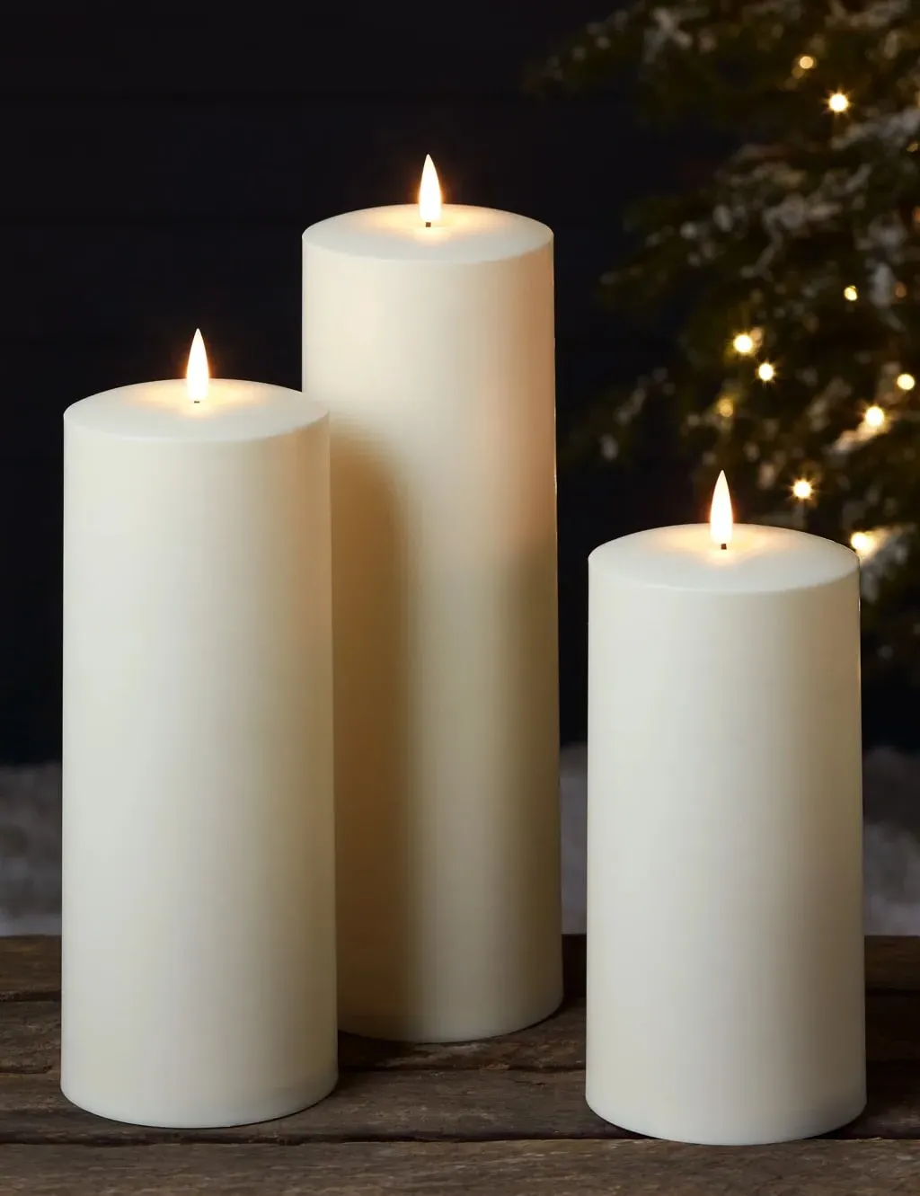 3-Piece TruGlow® Waterproof Outdoor Pillar Candles - Ivory product