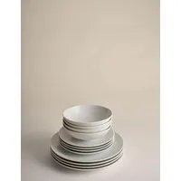 Maxim Coupe 12 Piece Dinner Set - White, Porcelain alternate view