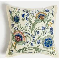 Cotton Linen Embroidered Cushion - Green Mix alternate view