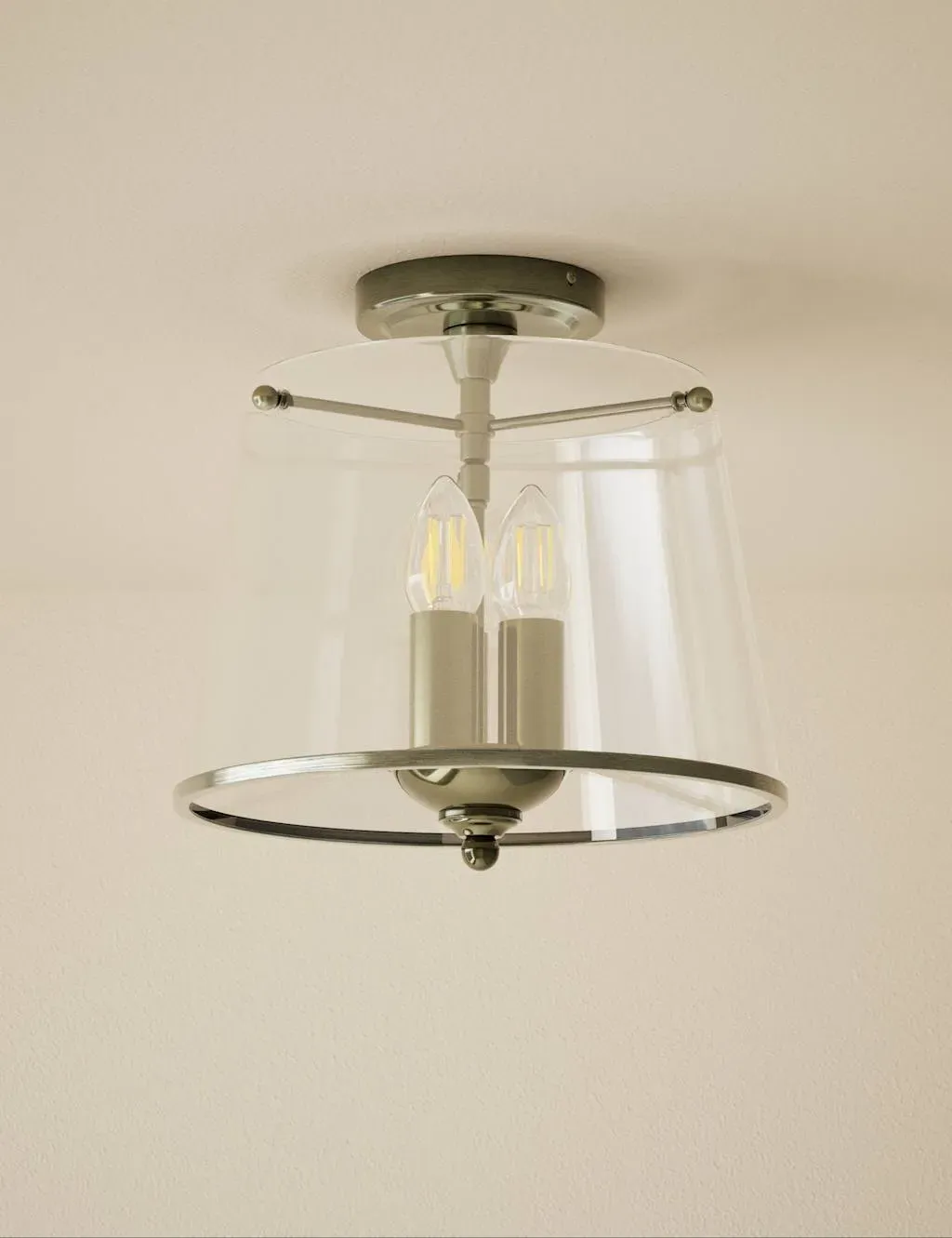 Elisabeth Glass Flush Ceiling Light - Antique Brass product