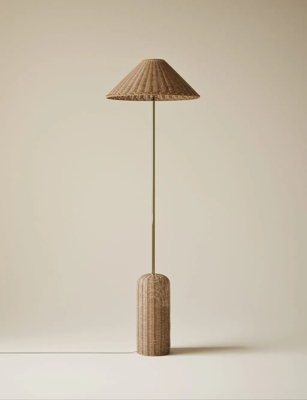 Lotus Rattan Floor Lamp - Antique Brass product