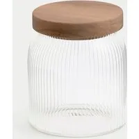 Small Ribbed Glass Storage Jar with Sealed Lid alternate view