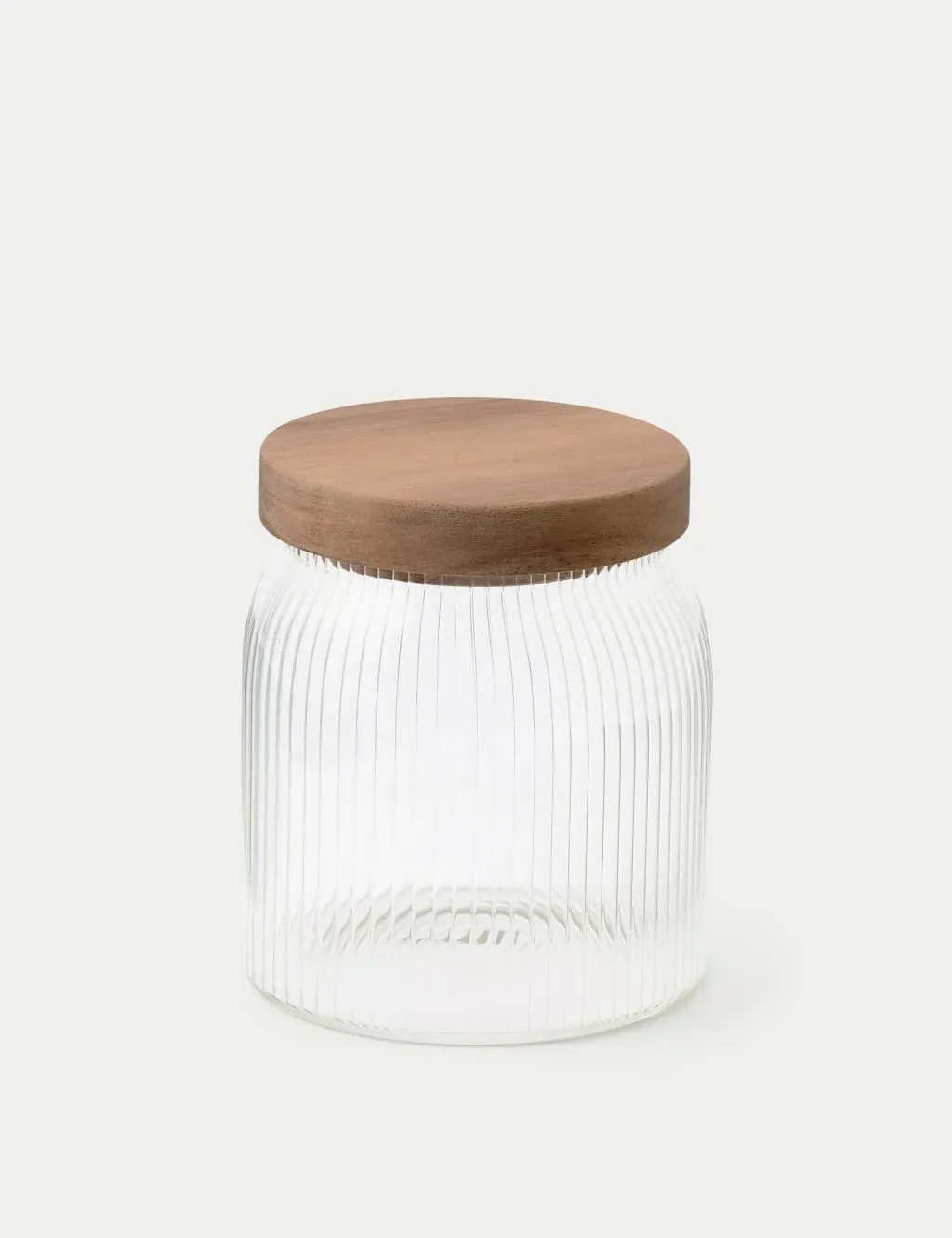 Small Ribbed Glass Storage Jar with Sealed Lid product