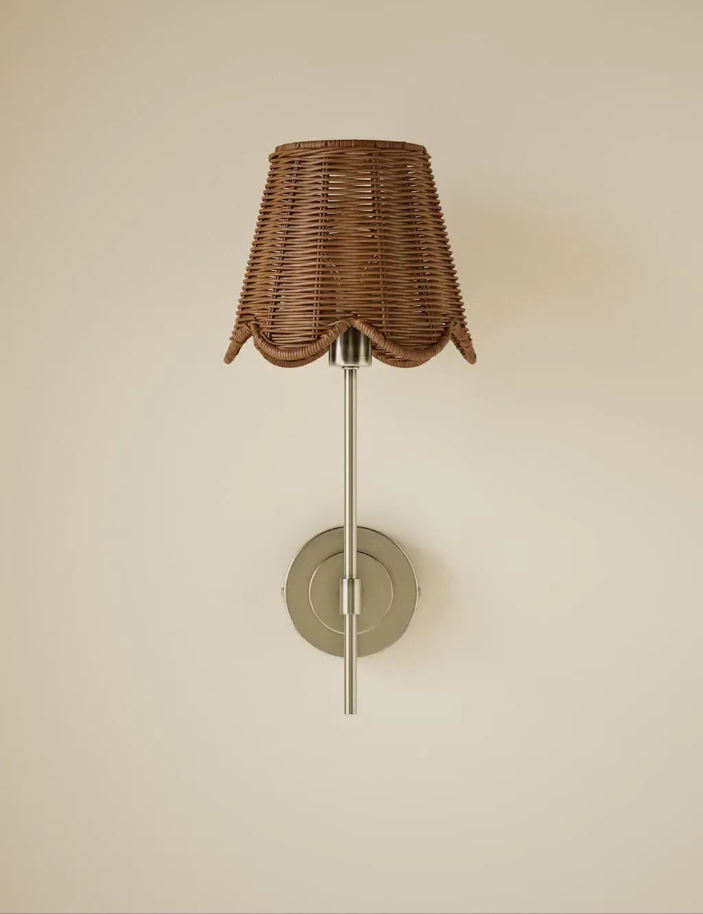 Wicker Scalloped Wall Light - Natural, Rattan product