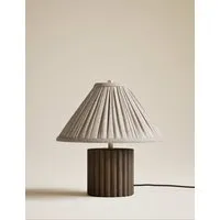 Round Table Lamp Ribbed - Brown, Wood alternate view