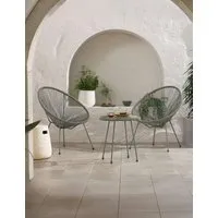 Monaco Rattan Bistro Table and 2 Chairs - Grey alternate view