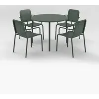 Porto 4-Seater Round Garden Table & Chairs - Olive, Metal alternate view