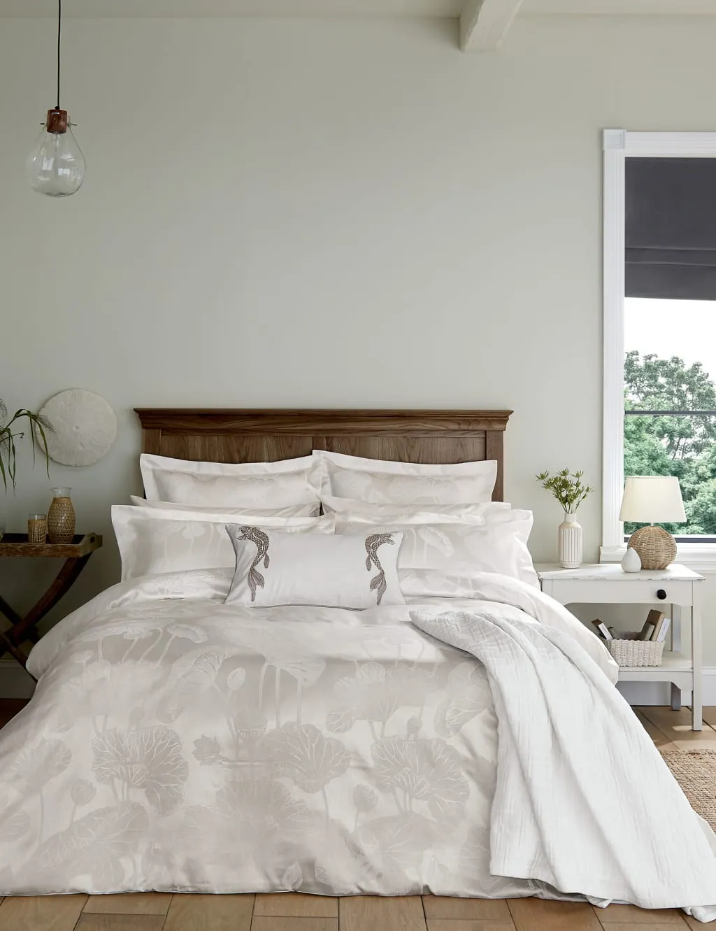 Sanderson Lotus Leaf Duvet Cover - Ivory, Cotton Rich product